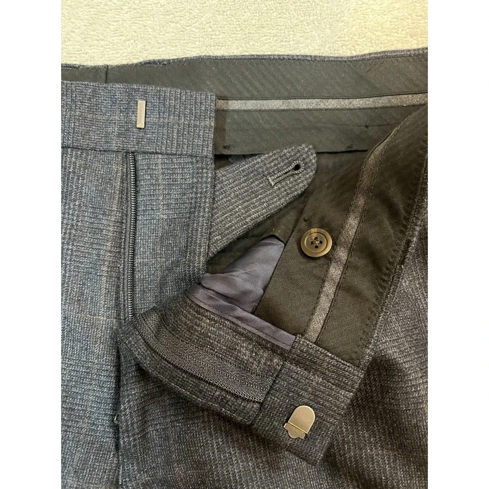 J. Crew Ludlow Slim Wool‎ Glen Check Navy Blue Dress Pants Men's 35x32 Trousers